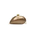 Golden marble acrylic dinner clutch bag with fluid shape and metallic ball clasp - Brown