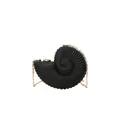 Matte black seashell acrylic clutch bag with gold chain strap for women - Black