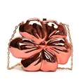 Mini rose gold flower chain bag with a metallic mirror finish and creative floral shape - Red