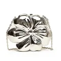 Mini borsa da sera argento a forma di fiore con finitura a specchio e catena in metallo - Argento