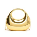 Elegante borsa clutch in acrilico dorato lucido con manico tondo e catena metallica - Oro