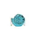 Metallic blue seashell evening clutch bag with spiral texture and gold chain strap - Sky Blue