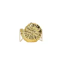 Elegant gold shell-shaped evening clutch bag with glossy spiral texture and metal chain - Gold