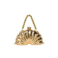 Elegante bolso de noche de acrílico dorado en forma de concha con asa de cuentas - Dorado (Con Cuentas)