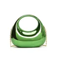 Sac demi-lune en acrylique vert émeraude métallisé avec chaîne dorée et poignée ronde - Vert