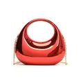 Pochette chic en acrylique rouge effet miroir avec poignée ronde et bandoulière chaîne dorée - Rouge