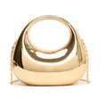 Sac de soirée luxueux en acrylique doré miroir avec poignée ronde et chaîne - Kaki