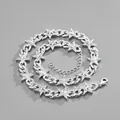Detail of silver Cuban chain necklace with sparkling rhinestone stars and lobster clasp - Bracelet 18CM / Silver Pentagram Cuban Link - 153