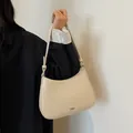 Chic beige underarm bag in smooth faux leather with metallic fashion logo detail - Off White