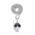 Silver punk diving mask pendant with sparkling crystals on a classic rope chain - Silver Pendant Only (Without Chain)