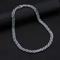 Hip hop Cuban link chain necklace with alternating blue and white crystals on black background - 45cm / Necklace / Blue & White