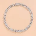 Collana a catena cubana argentata con strass e maglie a G in stile hip hop ghiacciato - Collana 20 Pollici (50cm) / Argento
