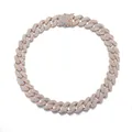 Catena Cuban Link 19mm in oro rosa con strass scintillanti e chiusura a cassetta sicura - Stile Collana Corta / Oro rosa