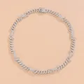 Collana cubana argento con maglie a filo spinato e chiusura a cassetta con diamanti - 50cm / Argento