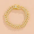 Bracciale hip-hop placcato oro con maglie a forma di fiamma e zirconi brillanti - 7 pollici / Bracciale Oro (18cm)