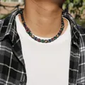 Collana cubana hip hop con pietre di zircone multicolore e finitura color canna di fucile - Collana / Nero Canna di Fucile Multicolore