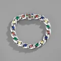 Bracciale a catena cubana in argento con vivaci pietre preziose tonde multicolore - Bracciale / Argento Multicolore