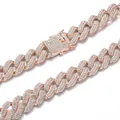 Collana Cuban Link da 19 mm in oro rosa con strass scintillanti e stile hip-hop - Stile Braccialetto / Oro rosa