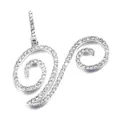 Macro view of silver-colored spiral pendant with micro-pave crystals and polished finish - V (Silver)