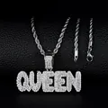 Collana con pendente a lettere QUEEN ghiacciate con catena a fune argento per stile hip-hop - Argento (Solo Ciondolo)
