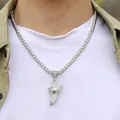 Hip hop silver sneaker pendant with full zircon stones on sparkling tennis chain - Alloy / Silver (With Tennis Chain)
