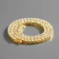 Collier tennis double rangée doré avec cristaux brillants style hip hop tendance - Or Chaîne de Tennis 4mm*20inch