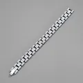 Bracciale cubano argento con strass rettangolari e chiusura a scatto per uomo - Modello lungo / Argento