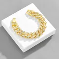 Bracciale cubano 16mm in oro per uomo con pietre di zirconi scintillanti incastonati - Bracciale-Corto / Oro