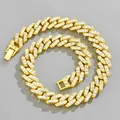 Goldene 16mm Hip-Hop-Panzerkette mit Zirkon-Steinen für Herren im Urban-Look - Halskette-Standardstil / Gold