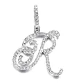 Silver iced-out letter R pendant with sparkling crystals in hip-hop style design - R (Silver)