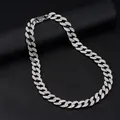 Collana a catena cubana argento con strass scintillanti in stile hip hop trendy - Collana / Taglia L / Argento