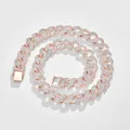 Sparkling rose gold Cuban link necklace with full crystal rhinestones for hip hop fashion - Necklace / Size L / Rose Gold
