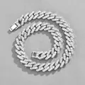 16mm Herren Cuban Link Halskette in Silber mit Zirkonia Besatz für Hip-Hop Style - Halskette-Standardstil / Silber