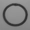 Dettaglio di catena cubana nera con zirconi neri incastonati e fibbia di lusso - 18 Pollici (45cm) / Nero (Strass Neri)