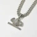 Iced out hip hop muscle money bag pendant with silver Cuban link chain for men - Pendant Only (Without Chain) / Silver