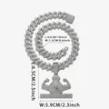 Iced out dollar sign money bag pendant on silver cuban link necklace for men - Silver Pendant with Cuban Chain
