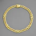 Hip-hop gold plated Cuban link necklace with iced out broken heart pendants and crystals - Necklace Style (50cm) / Gold
