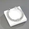 Bracciale cubano hip hop in argento con ciondolo a cuore spezzato in scatola regalo - Stile Braccialetto (20cm) / Oro