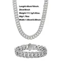 Set catena e bracciale cubano argento ghiacciato con dettagli su peso e dimensioni - Argento / Collana E Bracciale