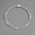 Silver iced-out Cuban link chain featuring five broken heart charms for hip hop style - Necklace Style (50cm) / Silver