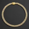 Collana cubana hip-hop dorata con intarsio di diamanti e chiusura di sicurezza a scatto - Oro 18 pollici (45 cm)