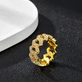 Bague chaîne cubaine dorée de luxe ornée de cristaux pour un style mode hip-hop audacieux - Or / US 8