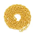 Detail of a shiny gold rope chain necklace with a secure lobster clasp on white background - Stainless Steel Rope Chain / Gold