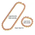 Set gioielli con cuori di strass rosa, collana cubana e bracciale con finitura dorata - Collana (50cm) / Oro Zircone Rosa
