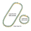 Set gioielli hip hop con catena a cuore e strass azzurri in finitura dorata - Collana (50cm) / Placcato Oro Zirconia Blu