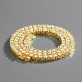 Multi-row gold plated tennis chain necklace with pavé set cubic zirconia stones - Tennis Chain / Gold