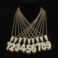 Dettaglio di ciondoli numerici in stile hip-hop con effetto goccia e strass incastonati - Stile Numero 2 Goccia - Catena a Corda Oro (PDT565) / 2 / 60cm (24inch) / Oro