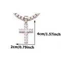 Silver iced out cross pendant tennis chain necklace with dimensions 4cm height and 2cm width - Silver Pendant Only
