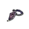 Pendenti in agata druzy viola naturale con bordi in strass argentati e ganci in metallo - Viola