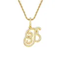 Collier avec pendentif lettre B doré serti de strass et chaîne de style cordelette - Lettre B Avec Chaîne / Lettre B-Or